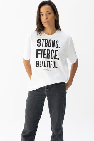 White Organic Strong Fierce Beautiful T-Shirt