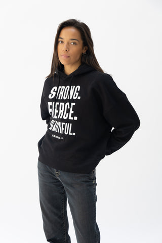 Black Organic Strong Fierce Beautiful Hoodie