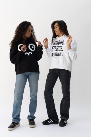 White Organic Strong Fierce Beautiful Hoodie